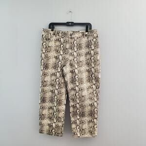 Chico's The Ultimate Fit Platinum Denim Crop Snake Print Jeans XL